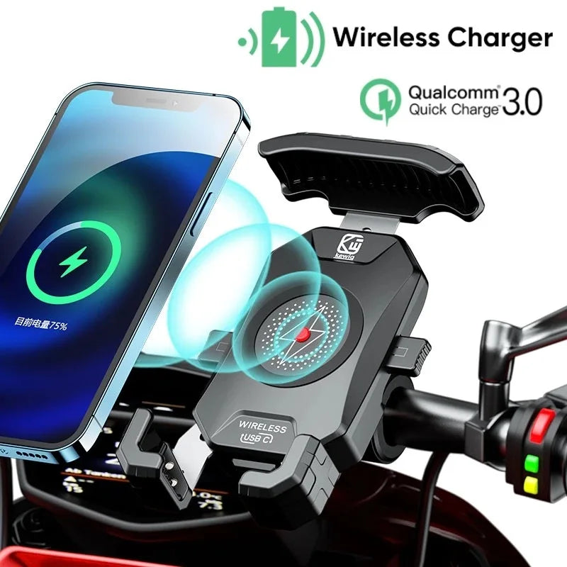 Waterproof Motorcycle Phone Holder & Wireless Charger
